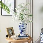 Ваза с бело-синей росписью и изображением цветов Blue & White Ornament варинант исполнения - 5 | Loft Concept в Екатеринбурге