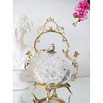 Конфетница с бронзовой ручкой и фарфоровой птичкой на крышке Eden Garden варинант исполнения - 4 | Loft Concept в Екатеринбурге