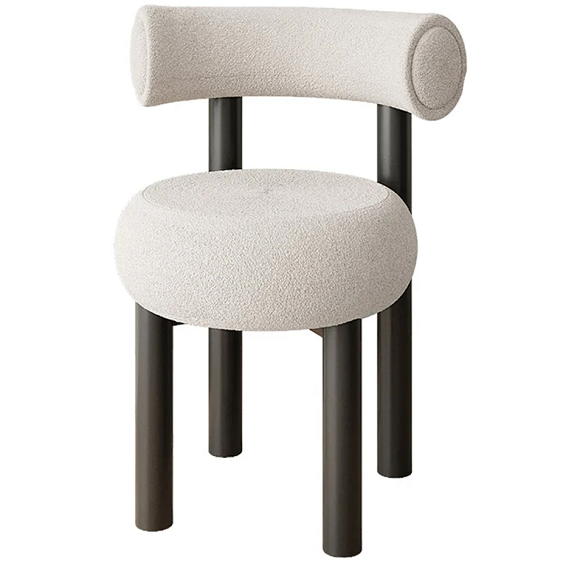 Стул с обивкой букле Pierres Grey Boucle Chair Серый Черный в Екатеринбурге | Loft Concept 