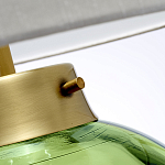 Настольная лампа с шарообразным прозрачным основанием из цветного переработанного стекла и белым цилиндрическим абажуром Elstead Lighting варинант исполнения - 2 | Loft Concept в Екатеринбурге