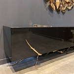 Дизайнерский комод чёрный глянцевый с основанием в виде золотых ветвей Meta Credenza  варинант исполнения - 3 | Loft Concept в Екатеринбурге