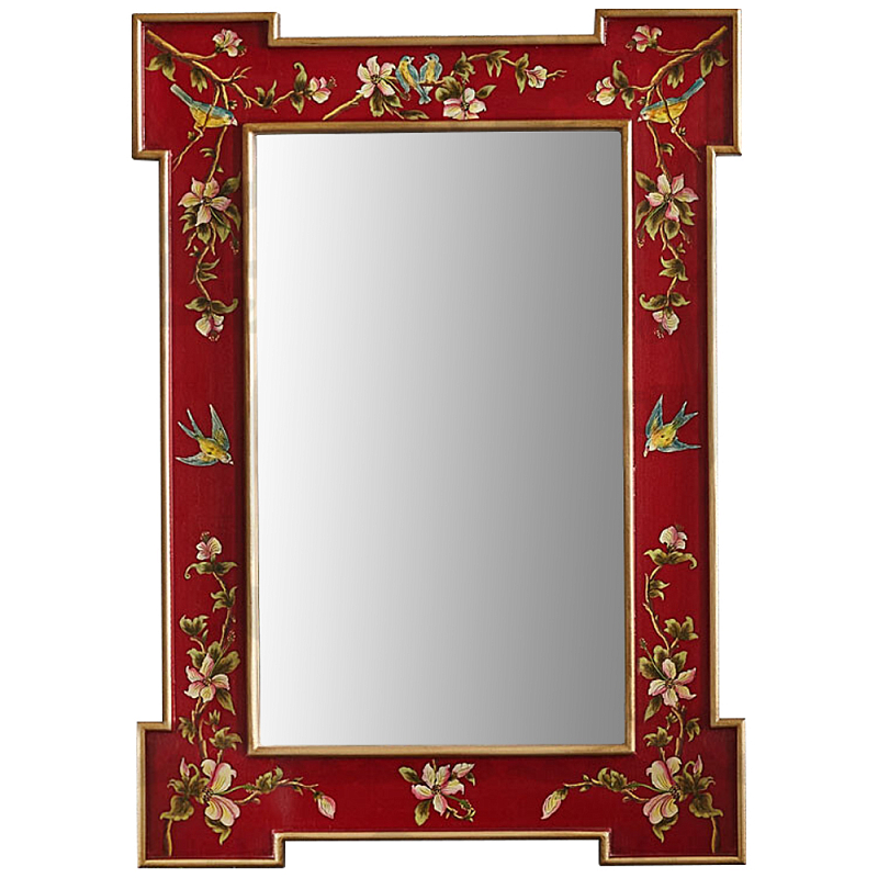 Зеркало в стиле Шинуазри ручная роспись Shao Chinoiserie Mirror Red Красный Золотой Мульти в Екатеринбурге | Loft Concept 