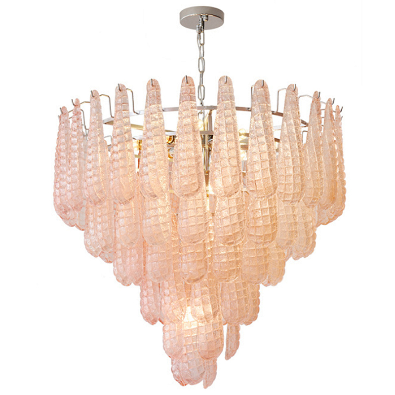 Современная Люстра Textured Glass Drops Chandelier Нежно розовые капли Розовый пастельный Золотой Современная Люстра Textured Glass Drops Chandelier Нежно розовые капли Розовый пастельный Золотой в Екатеринбурге | Loft Concept