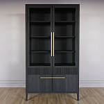 Витрина Primo со стеклянными фасадами и буфетом шпон Черный дуб варинант исполнения - 2 | Loft Concept в Екатеринбурге