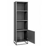 Стеллаж книжный цвета графит с 3-мя открытыми полками и дверкой Strict Lines варинант исполнения - 2 | Loft Concept в Екатеринбурге