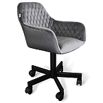 Стул с мягкой серой обивкой из велюра и подъемно-поворотным механизмом на черных колесиках Harper Gray варинант исполнения - 1 | Loft Concept в Екатеринбурге