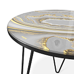 Стол журнальный c круглой столешницей из стекла серого цвета Gray and Gold Marble варинант исполнения - 3 | Loft Concept в Екатеринбурге