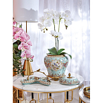 Блюдо из голубого фарфора с бронзовой ручкой в виде ветки Blue Garden варинант исполнения - 4 | Loft Concept в Екатеринбурге