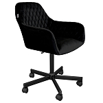 Стул с мягкой черной обивкой из велюра и подъемно-поворотным механизмом на колесиках Harper Black варинант исполнения - 1 | Loft Concept в Екатеринбурге