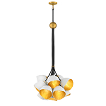 Люстра с 15-ю белыми  плафонами с золотой внутренней поверхностью Hinkley варинант исполнения - 7 | Loft Concept в Екатеринбурге