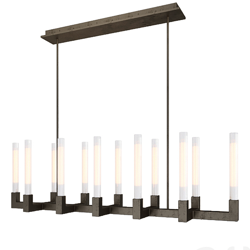 Люстра CANELLE Linear Chandelier 12 Modern Black Черный матовый в Екатеринбурге | Loft Concept 