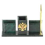 Настольный письменный набор из змеевика с визитницами и ручкой Successful Leader варинант исполнения - 1 | Loft Concept в Екатеринбурге