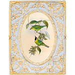 Декоративный постер с изображением птиц в раме с рельефным растительным узором Blooming Birds Poster варинант исполнения - 8 | Loft Concept в Екатеринбурге