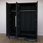Большой Шкаф Primo Черный дуб с 3 дверьми и 3 выдвижными ящиками варинант исполнения - 8 | Loft Concept в Екатеринбурге
