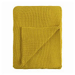 Плед из хлопка жемчужной вязки горчичного цвета Waffle Comfort варинант исполнения - 1 | Loft Concept в Екатеринбурге