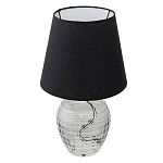 Настольная лампа с черным тканевым абажуром и фактурным прозрачным основанием Black Cone варинант исполнения - 1 | Loft Concept в Екатеринбурге