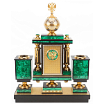 Настольный письменный набор из малахита и долерита с декором в виде герба России Leader Organizer варинант исполнения - 3 | Loft Concept в Екатеринбурге