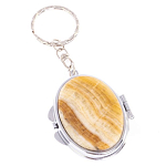 Зеркало брелок карманное двухстороннее из натурального камня Оникс Silver Stone Mirrors варинант исполнения - 1 | Loft Concept в Екатеринбурге