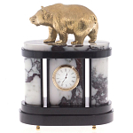 Часы настольные бронзовые с декором в виде медведя Bear Stone Clock варинант исполнения - 1 | Loft Concept в Екатеринбурге