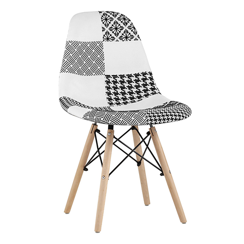 Пластиковый стул на ножках из массива бука Eames Черно-Белый Пэчворк Черный Белый Древесина Пластиковый стул на ножках из массива бука Eames Черно-Белый Пэчворк Черный Белый Древесина в Екатеринбурге | Loft Concept