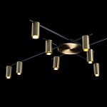 Потолочный светильник с 10-ю цилиндрическими плафонами цвета латунь TRIBES CHANDELIER варинант исполнения - 4 | Loft Concept в Екатеринбурге