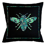 Подушка декоративная пчела с бирюзовым узором Ikat Pattern варинант исполнения - 1 | Loft Concept в Екатеринбурге