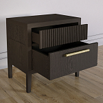 Прикроватная Тумбочка Primo с двумя ящиками Темный орех варинант исполнения - 5 | Loft Concept в Екатеринбурге