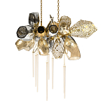 Люстра подвесная с 18-ю стеклянными плафонами с вертикальными подвесками Gilded Mirage  варинант исполнения - 1 | Loft Concept в Екатеринбурге