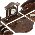 Настольный письменный набор с часами из природного камня обсидиана Competent Leader варинант исполнения - 4 | Loft Concept в Екатеринбурге