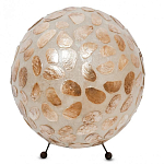 Настольная лампа из перламутра на металлическом каркасе Indonesian Circle варинант исполнения - 1 | Loft Concept в Екатеринбурге