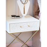 Приставной столик с выдвижным ящиком  White Table Carved Pattern варинант исполнения - 7 | Loft Concept в Екатеринбурге