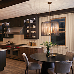 Люстра цвета латунь с 6-ю лампами свечами внутри цилиндрического абажура из черных металлических реек Kichler варинант исполнения - 7 | Loft Concept в Екатеринбурге