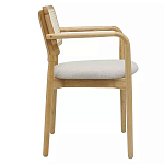 Стул обеденный с мягким сиденьем и спинкой из плетеного ротанга Wood and Textile Chair варинант исполнения - 2 | Loft Concept в Екатеринбурге