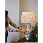 Настольная лампа с принтом на белом тканевом абажуре Roof Garden Lamp варинант исполнения - 5 | Loft Concept в Екатеринбурге