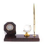 Настольный письменный набор с глобусом и ручкой из натурального обсидиана World Globe варинант исполнения - 1 | Loft Concept в Екатеринбурге