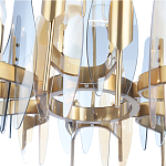 Люстра с вертикальными стеклянными элементами и металлическим каркасом цвета Латунь Vertical Glass варинант исполнения - 4 | Loft Concept в Екатеринбурге