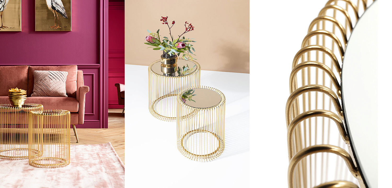 Комплект приставных столов Mirror Surface Brass Tables Комплект приставных столов Mirror Surface Brass Tables - Loft-Concept в Екатеринбурге
