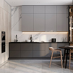 Серый кухонный гарнитур с фасадом под светлый дуб Ferrand Kitchen Set варинант исполнения - 1 | Loft Concept в Екатеринбурге