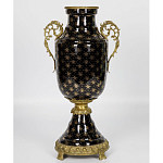 Ваза черного цвета из фарфора с золотистым узором и бронзовыми элементами Eden Garden porcelain and bronze варинант исполнения - 7 | Loft Concept в Екатеринбурге