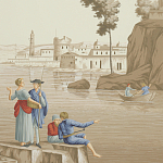 Обои ручная роспись Views of Italy Azure on Sepia варинант исполнения - 2 | Loft Concept в Екатеринбурге