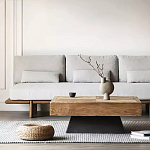 Дизайнерский журнальный стол квадратный с черным трапециевидным основанием Wokab варинант исполнения - 1 | Loft Concept в Екатеринбурге