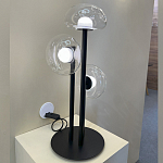 Настольная лампа с тремя прозрачными куполообразными плафонами и черным металлическим основанием Flos Wireline Lighting варинант исполнения - 5 | Loft Concept в Екатеринбурге