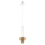 Подвесной светильник с узким цилиндрическим плафоном и золотым металлическим декором Concrete Pipe варинант исполнения - 11 | Loft Concept в Екатеринбурге