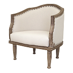 Кресло низкое с мягкой обивкой из льна на 4-х деревянных ножках Emile Armchair beige варинант исполнения - 3 | Loft Concept в Екатеринбурге