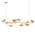 Люстра линейная на золотистом каркасе с белыми стеклянными плафонами Zest of Light варинант исполнения - 1 | Loft Concept в Екатеринбурге