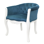 Кресло низкое в стиле прованс Louis French Armchair white and blue velour варинант исполнения - 3 | Loft Concept в Екатеринбурге