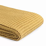 Плед из шерсти цвета охры с бахарамой Waffle Comfort варинант исполнения - 3 | Loft Concept в Екатеринбурге