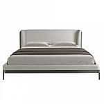 Кровать двуспальная серая с мягким изголовьем из экокожи и ткани Modern Look варинант исполнения - 3 | Loft Concept в Екатеринбурге