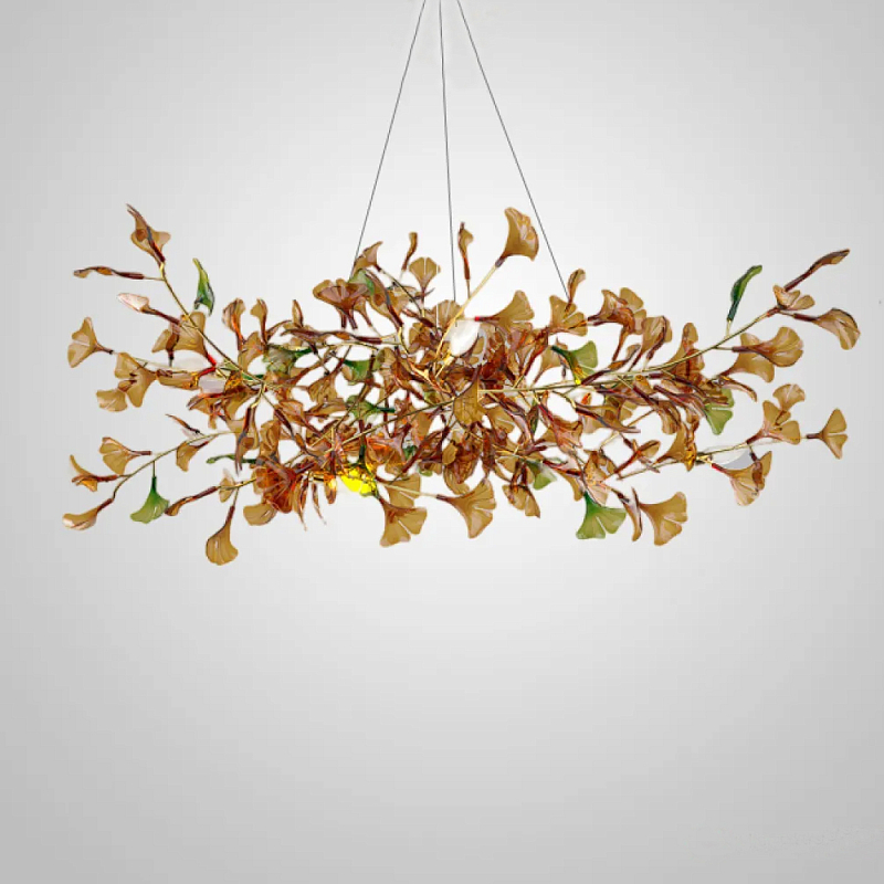 Люстра на ветвистом каркасе с листьями Horizontal Amber Floral Chandelier L Янтарный Латунь Люстра на ветвистом каркасе с листьями Horizontal Amber Floral Chandelier L Янтарный Латунь в Екатеринбурге | Loft Concept