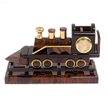 Часы настольные в виде паровоза из натурального камня Обсидиан Train Stone Clock варинант исполнения - 4 | Loft Concept в Екатеринбурге